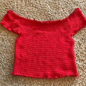 Off the shoulder stretchy crop top